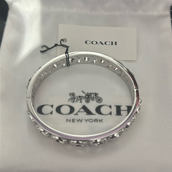 Coach signature silver hinged bangle - Picture 2 of 5